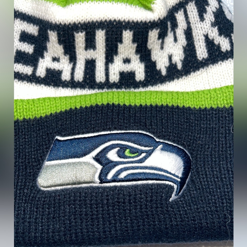 5/$25 Seahawks Fan Beanie - Navy, Green, White - Picture 2 of 5